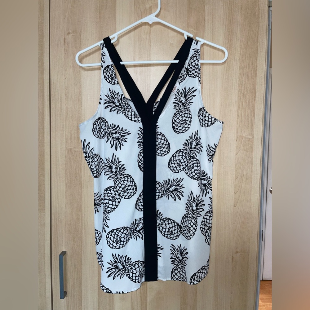 Candies Pineapple Black & White tank. Size Medium.